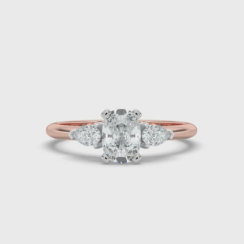 Oval Diamond and Pear Shoulders Ring