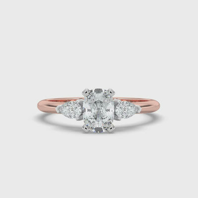 Oval Diamond and Pear Shoulders Ring