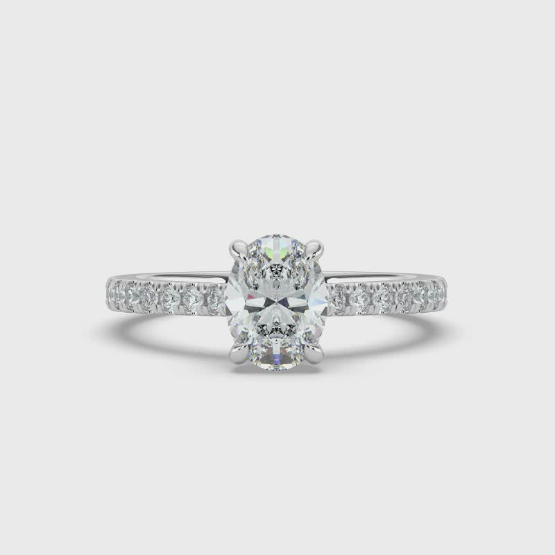 Oval Diamond and Hidden Halo Ring