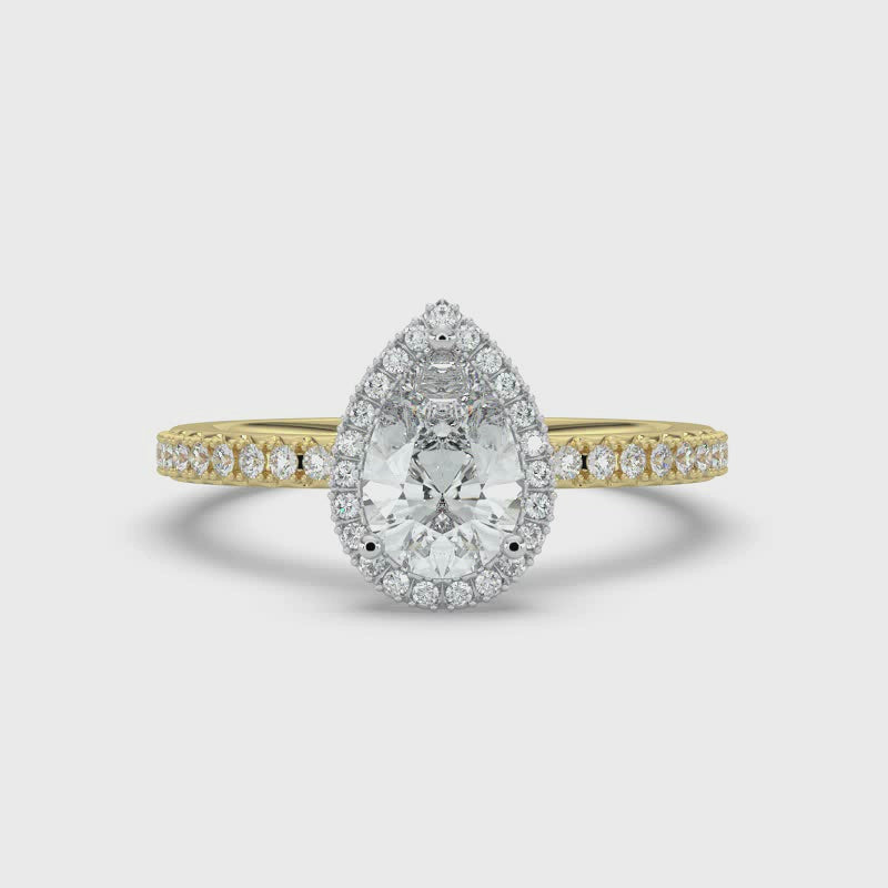 Pear Diamond and Halo Ring
