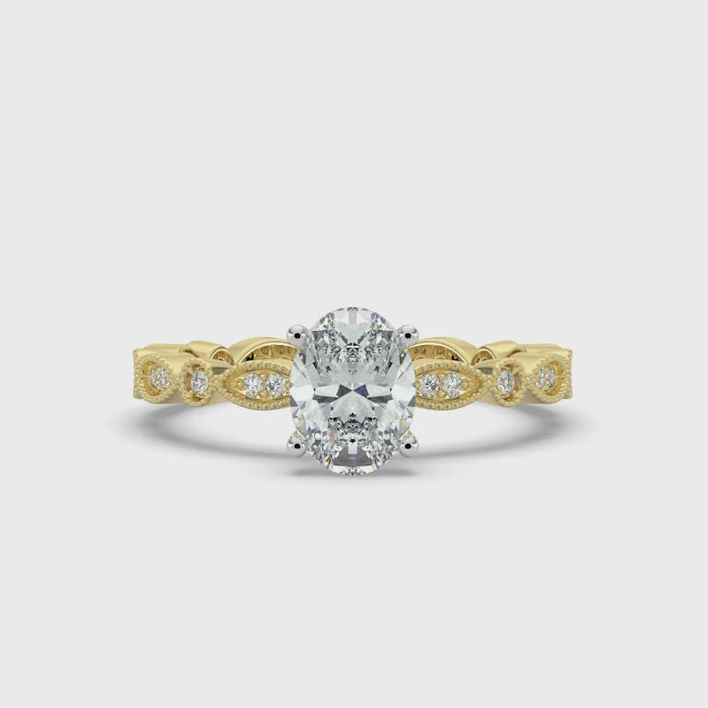 Oval and Patterned Shoulder Ring