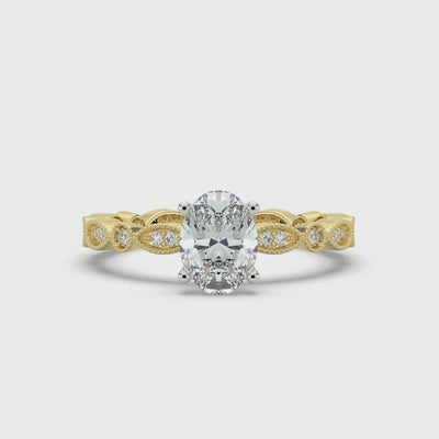 Oval and Patterned Shoulder Ring