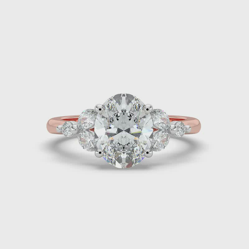 Oval with Marquise & Round Shoulders Ring