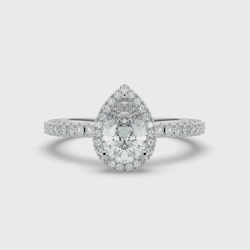 Pear Diamond and Halo Ring