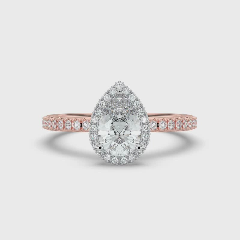 Pear Diamond and Halo Ring