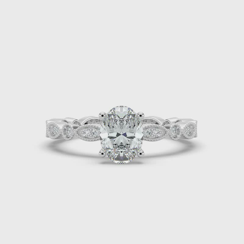 Oval and Patterned Shoulder Ring