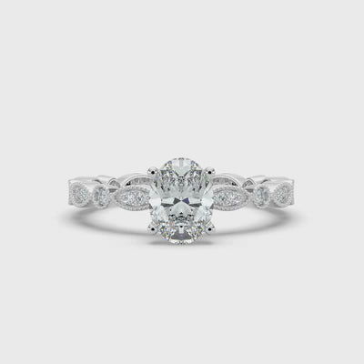 Oval and Patterned Shoulder Ring