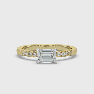 Horizontal Emerald Diamond Ring