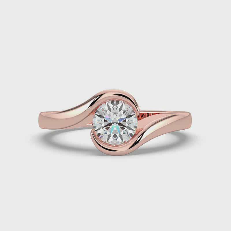 Round Upswept Solitaire Ring