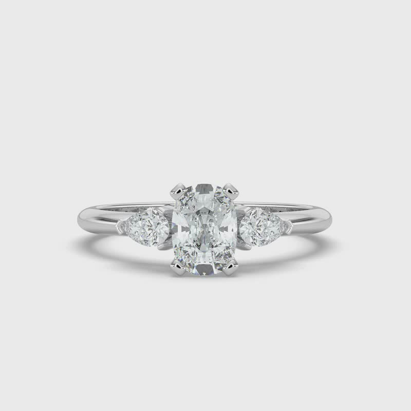 Oval Diamond and Pear Shoulders Ring