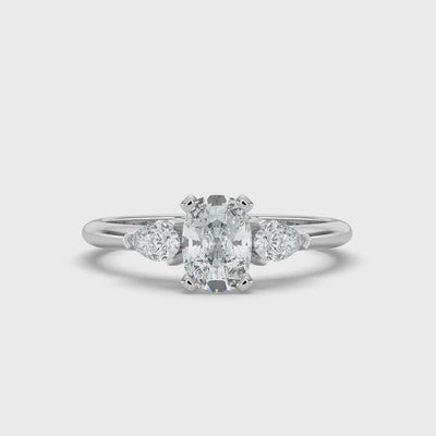 Oval Diamond and Pear Shoulders Ring