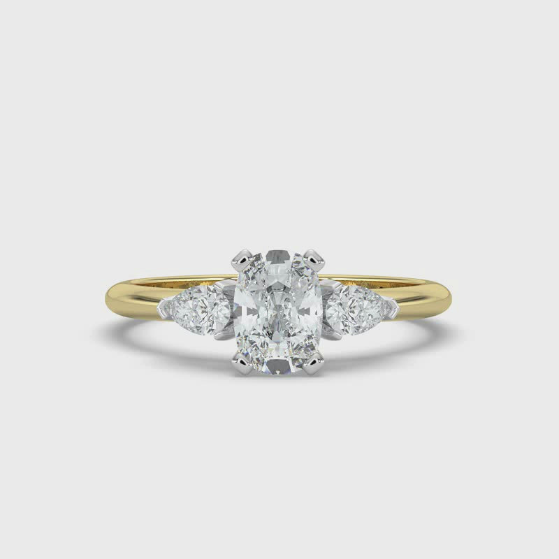 Oval Diamond and Pear Shoulders Ring