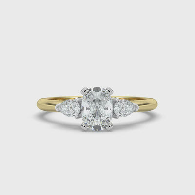 Oval Diamond and Pear Shoulders Ring