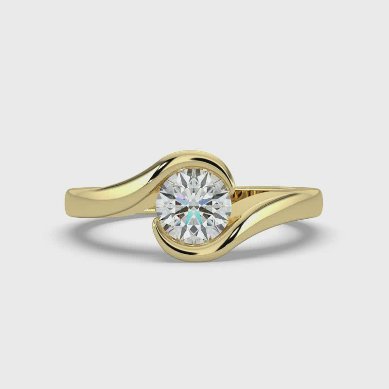 Round Upswept Solitaire Ring