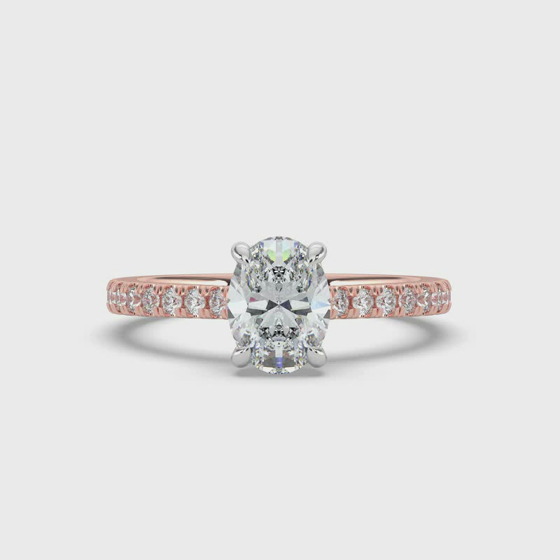 Oval Diamond and Hidden Halo Ring