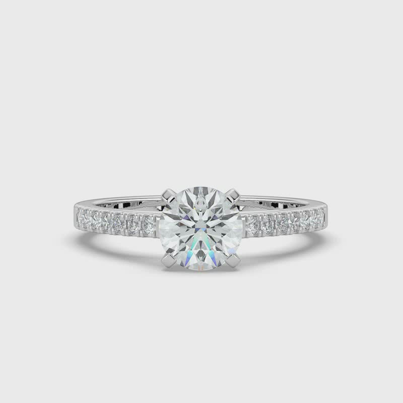 Round Brilliant and Shoulder Set Ring