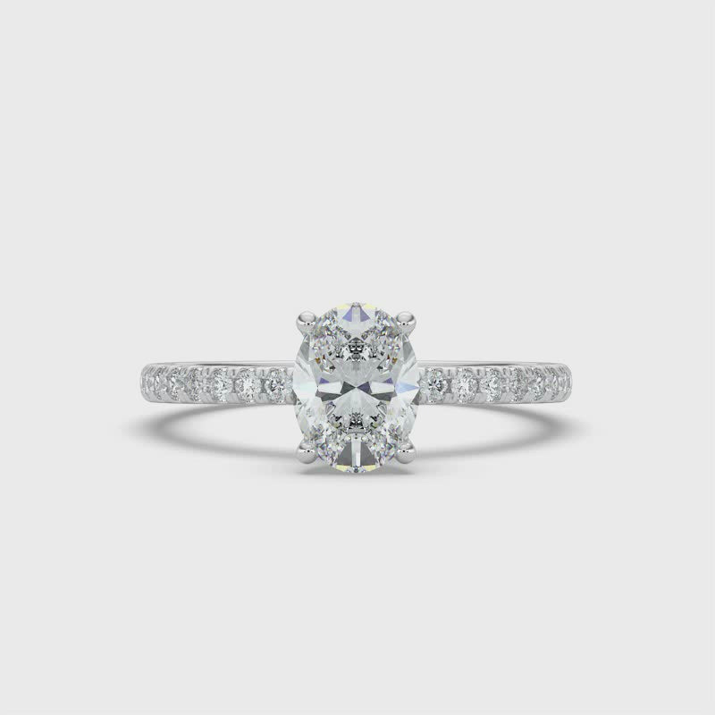 Oval and Diamond Shoulders Ring