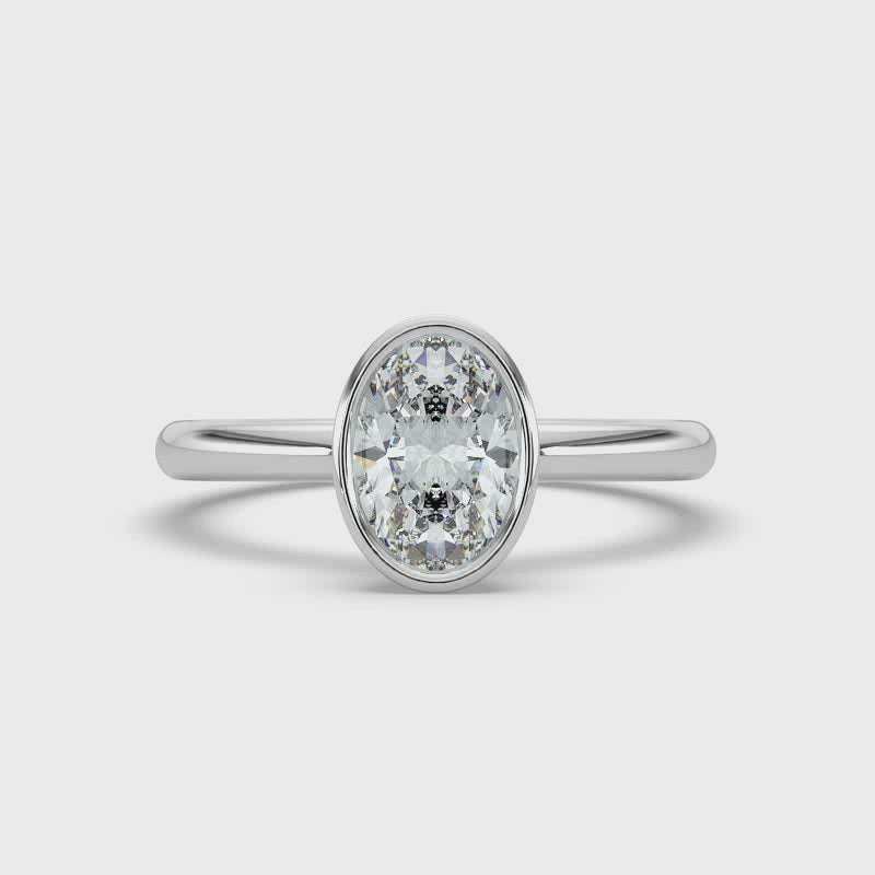 Oval Bezel Set Solitaire Ring