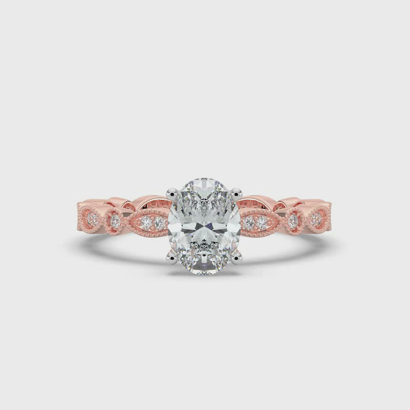 Oval and Patterned Shoulder Ring