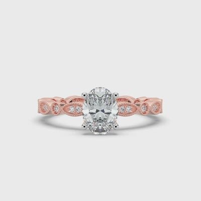 Oval and Patterned Shoulder Ring