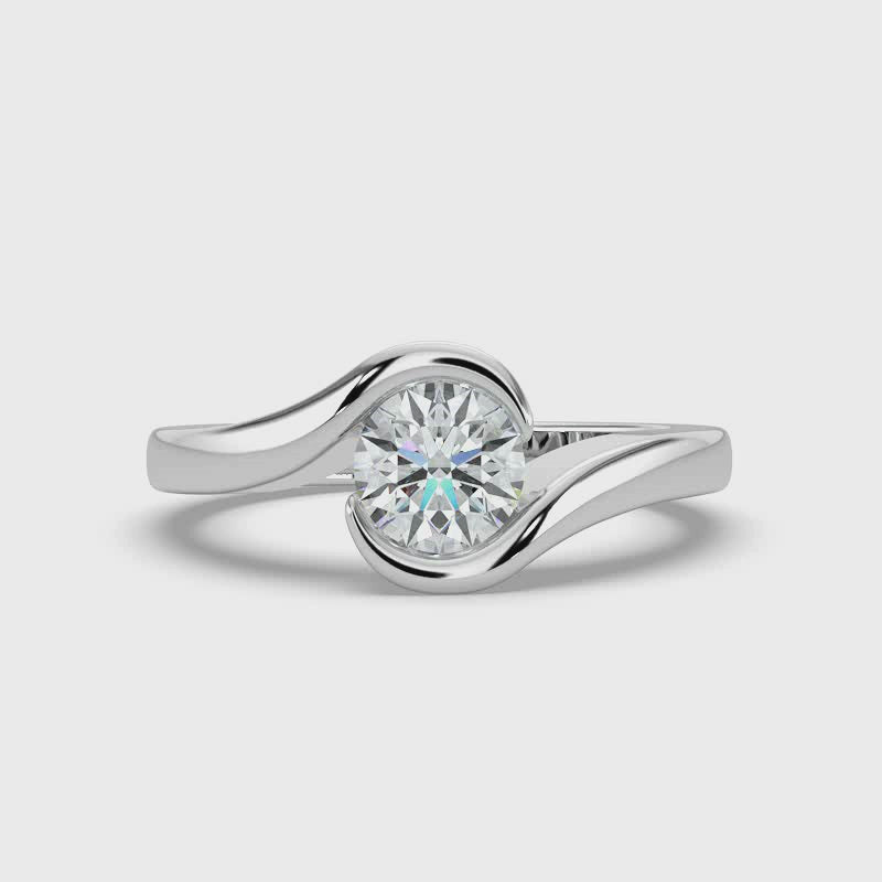 Round Upswept Solitaire Ring
