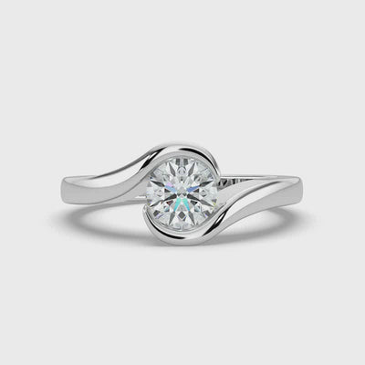 Round Upswept Solitaire Ring