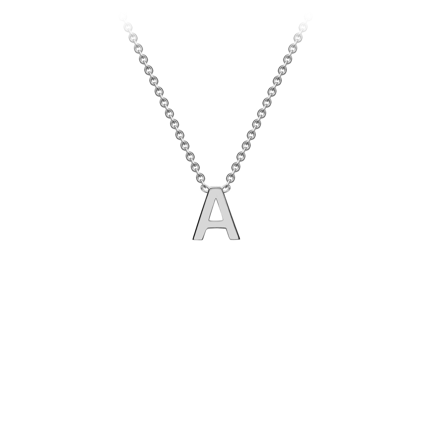 9K White Gold Initial Necklace 38cm/43cm