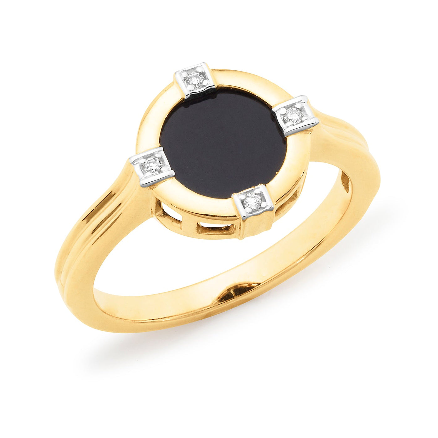 MMJ - Onyx & Diamond Bezel/Bead Set Dress Ring