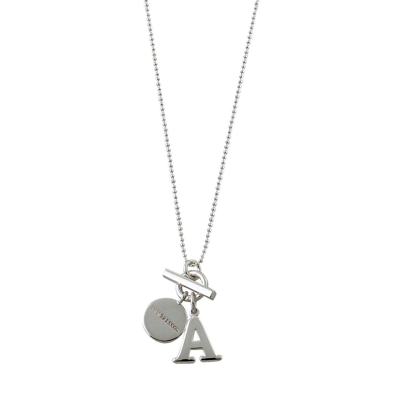 Von Treskow Fine Ball Chain Necklace with Toggle & Initial