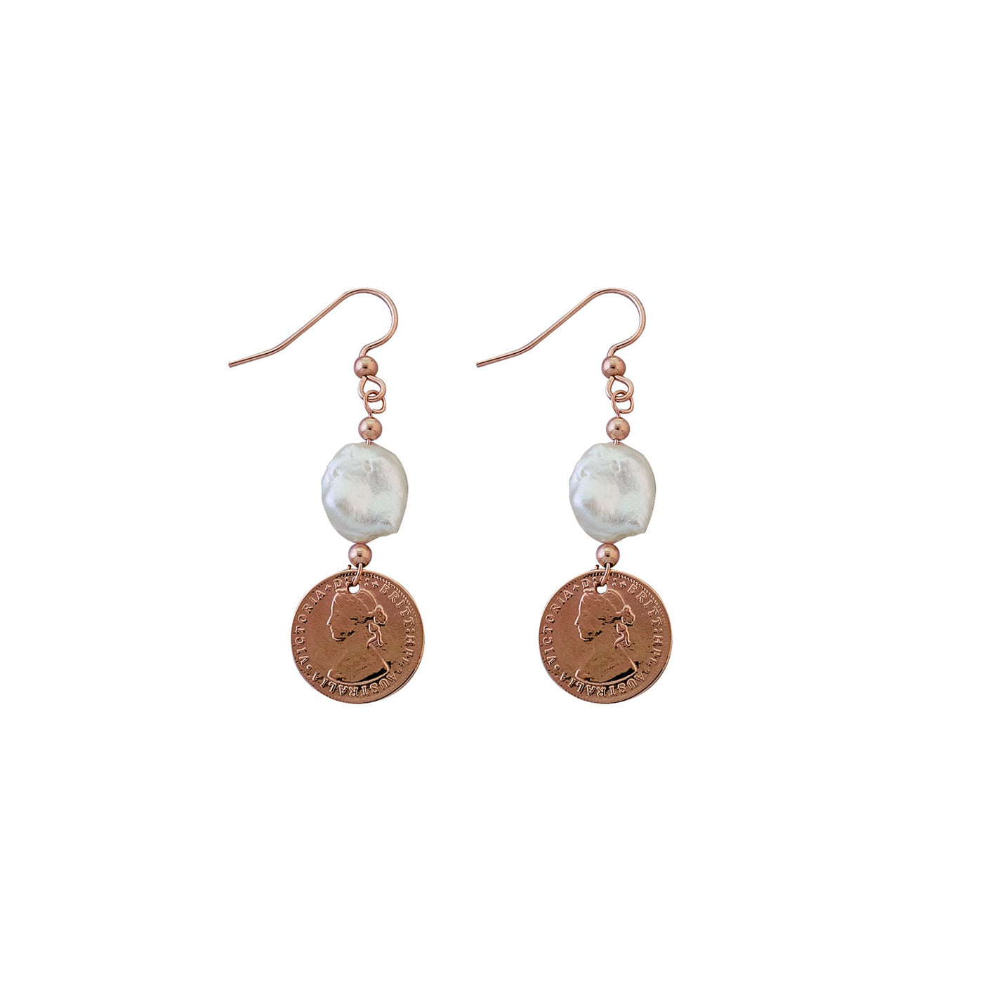 Von Treskow Coin & keshi pearl earrings