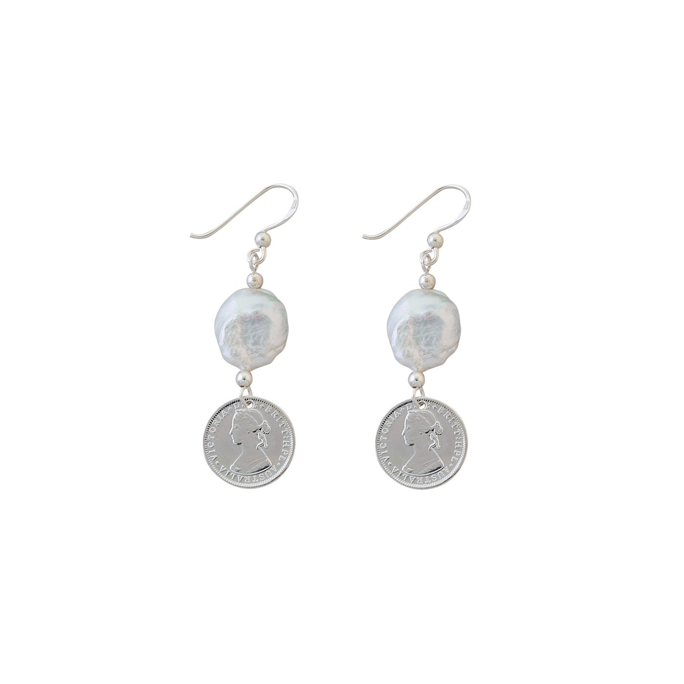 Von Treskow Coin & keshi pearl earrings