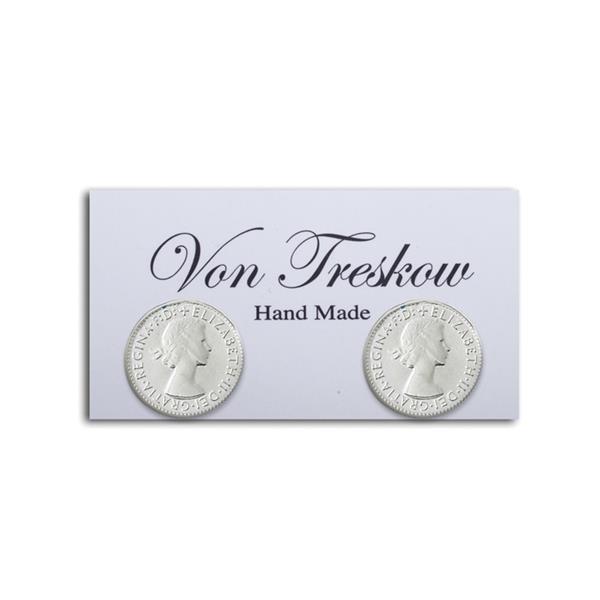 Von Treskow Sterling Silver 3 Pence Stud Earrings