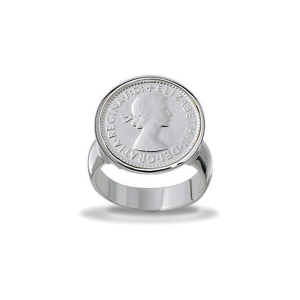 Von Treskow Sterling Silver Authentic 3 Pence Coin Ring