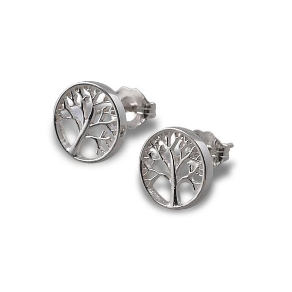 Von Treskow Sterling Silver Tree Of Life Stud Earrings