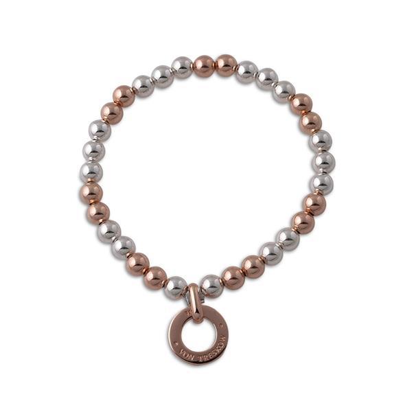 Von Treskow Sterling silver 6mm two tone stretchy bracelet with rose gold plated Von Treskow disc