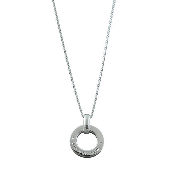 Von Treskow Sterling silver adustable box chain necklace with Von Treskow Disc - adjustable up to a length of 58cm