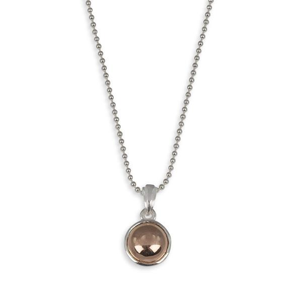 Von Treskow Sterling silver fine ball chain necklace with 8mm round gold filled pendant - 42cm length