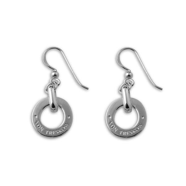 Von Treskow Sterling silver hook earrings with sterling silver Von Treskow disc